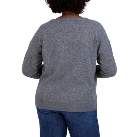 ☁️ NWT Lucky Brand Lightweight Heather Gray Pullover Sweater (XL) - Picture 3 of 6